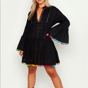 Plus Broderie Anglaise Boho Smock Dress